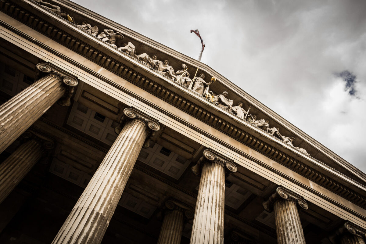 Stone columns of a classical courthouse building
